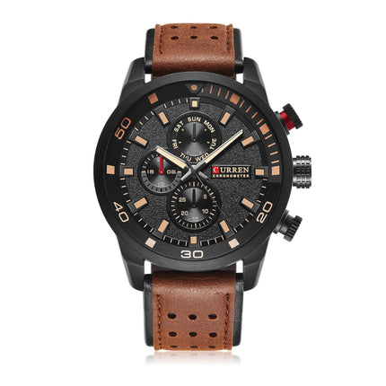 Men's Fashion Watches,  Leather Strap wristwatches Waterproof Quartz Sport Watch for Men