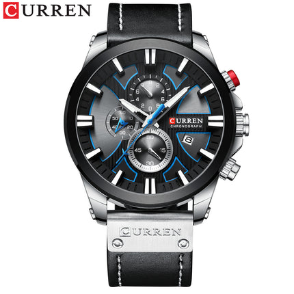 Men's Fashion Watches,  Leather Strap wristwatches Waterproof Quartz Calendar Watch for Men