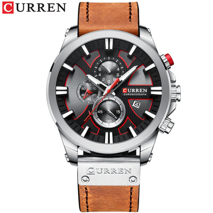 Men's Fashion Watches,  Leather Strap wristwatches Waterproof Quartz Calendar Watch for Men