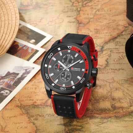 Men's Fashion Watches,  Leather Strap wristwatches Waterproof Quartz Sport Watch for Men