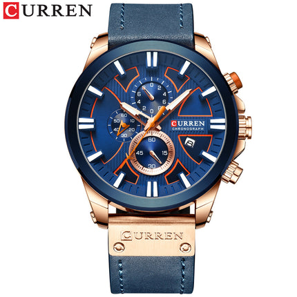 Men's Fashion Watches,  Leather Strap wristwatches Waterproof Quartz Calendar Watch for Men