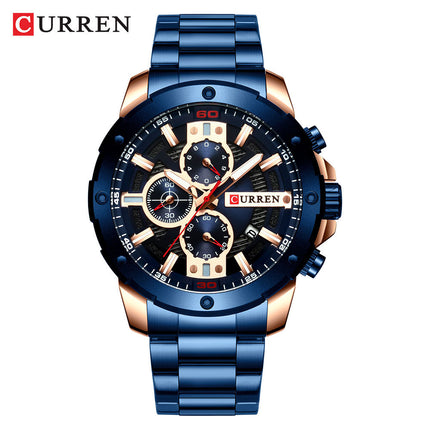 Men's Fashion Watches,  Stainless Steel Strap Waterproof Quartz Business Watch for Men-A