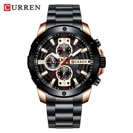 Men's Fashion Watches,  Stainless Steel Strap Waterproof Quartz Business Watch for Men-A