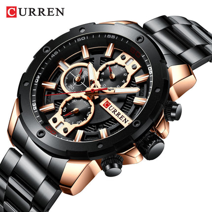 Men's Fashion Watches,  Stainless Steel Strap Waterproof Quartz Business Watch for Men-A