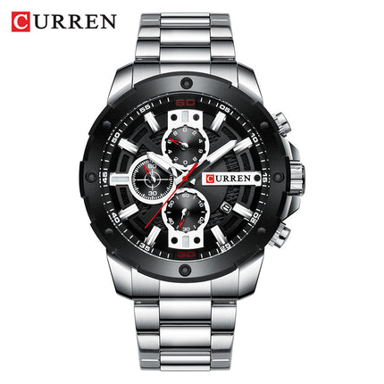 Men's Fashion Watches,  Stainless Steel Strap Waterproof Quartz Business Watch for Men-A