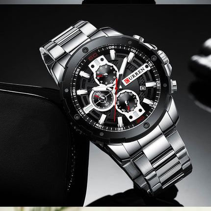 Men's Fashion Watches,  Stainless Steel Strap Waterproof Quartz Business Watch for Men-A