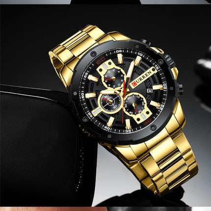 Men's Fashion Watches,  Stainless Steel Strap Waterproof Quartz Business Watch for Men-A