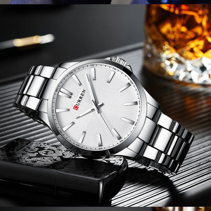 Men's Fashion Watches,  Stainless Steel Strap Waterproof Quartz Business Watch for Men-B