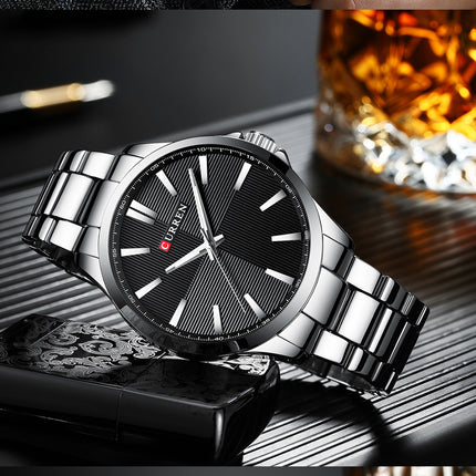 Men's Fashion Watches,  Stainless Steel Strap Waterproof Quartz Business Watch for Men-B