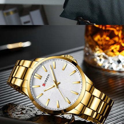 Men's Fashion Watches,  Stainless Steel Strap Waterproof Quartz Business Watch for Men-B