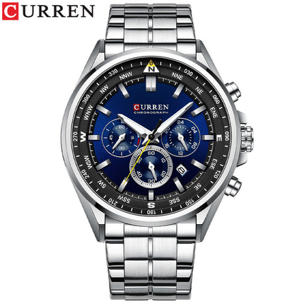 Men's Fashion Watches,  Stainless Steel Strap Calendar Waterproof Quartz Business Watch for Men