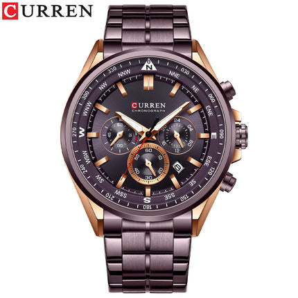 Men's Fashion Watches,  Stainless Steel Strap Calendar Waterproof Quartz Business Watch for Men