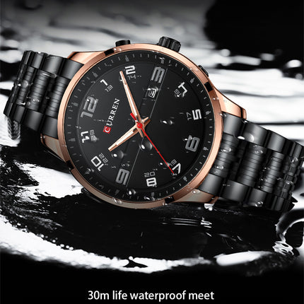 Men's Fashion Watches,  Stainless Steel Strap Calendar Waterproof Quartz Business Watch for Men