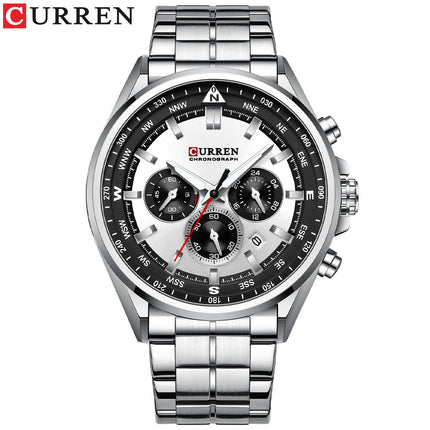 Men's Fashion Watches,  Stainless Steel Strap Calendar Waterproof Quartz Business Watch for Men