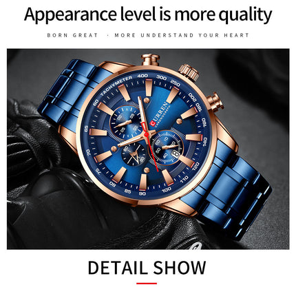 Men's Casual Watch, Water Resistant Analog Quartz Stainless Steel Business Wristwatch, Calendar Men's Wrist Watches