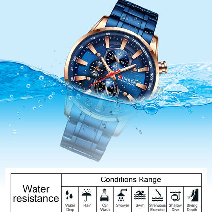 Men's Casual Watch, Water Resistant Analog Quartz Stainless Steel Business Wristwatch, Calendar Men's Wrist Watches