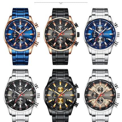 Men's Casual Watch, Water Resistant Analog Quartz Stainless Steel Business Wristwatch, Calendar Men's Wrist Watches