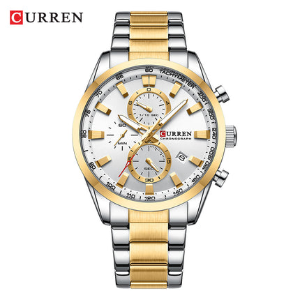 Men's Watch Men's Quartz Waterproof Watches Business Casual Stainless Steel Strap Wrist Watch for Men