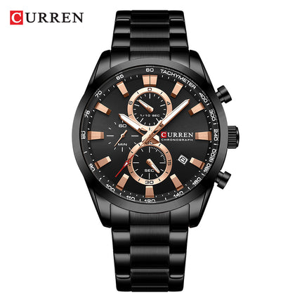 Men's Watch Men's Quartz Waterproof Watches Business Casual Stainless Steel Strap Wrist Watch for Men