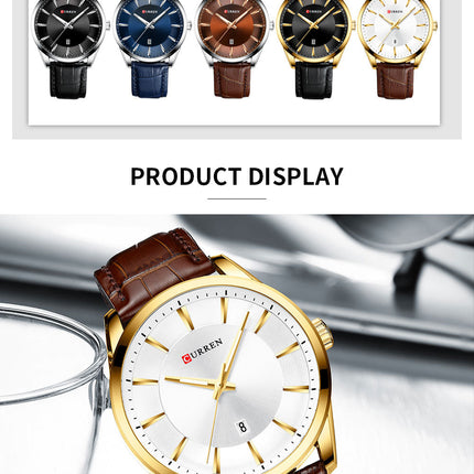 Men's Watches, Leather Strap Watch for Men Male Waterproof Quartz wristwatches