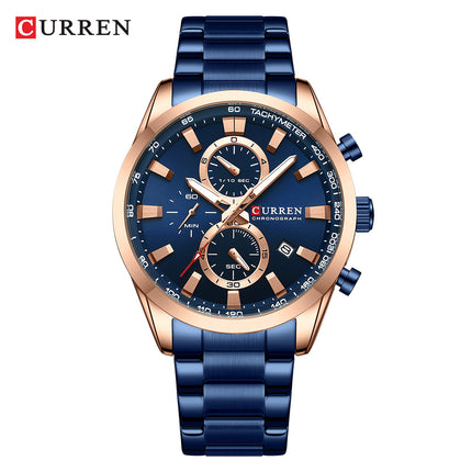 Men's Watch Men's Quartz Waterproof Watches Business Casual Stainless Steel Strap Wrist Watch for Men