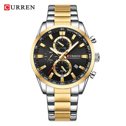 Men's Watch Men's Quartz Waterproof Watches Business Casual Stainless Steel Strap Wrist Watch for Men