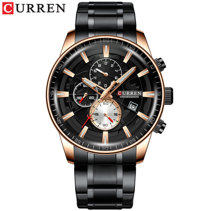 Men 's Watches Date Analog Quartz Watch, Fashionable Business Style Steel Band Quartz Wristwatch Watch for Men