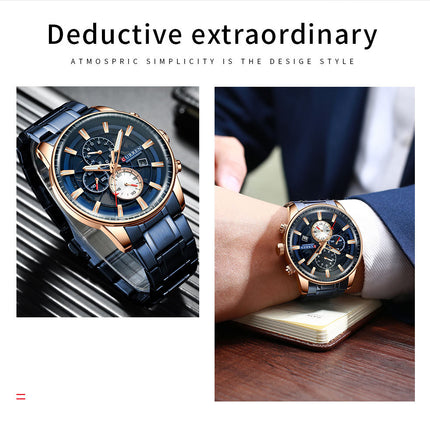 Men 's Watches Date Analog Quartz Watch, Fashionable Business Style Steel Band Quartz Wristwatch Watch for Men