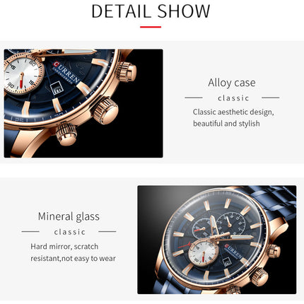 Men 's Watches Date Analog Quartz Watch, Fashionable Business Style Steel Band Quartz Wristwatch Watch for Men