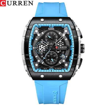 Men 's Wrist Watches Waterproof Analog Quartz Mutifuntional Chronograph Watch for Men Fashion Sports Watch with Silicone Strap