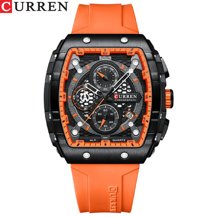 Men 's Wrist Watches Waterproof Analog Quartz Mutifuntional Chronograph Watch for Men Fashion Sports Watch with Silicone Strap