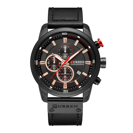 Men 's Wrist Watches Waterproof Analog Quartz Chronograph Watch for Men Fashion Sports Watch Leather Strap