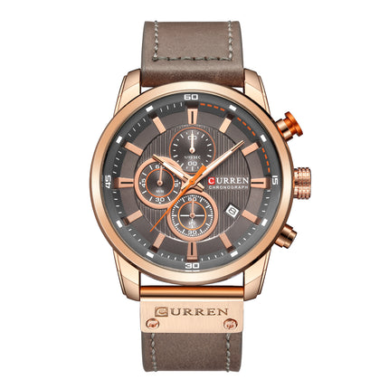 Men 's Wrist Watches Waterproof Analog Quartz Chronograph Watch for Men Fashion Sports Watch Leather Strap