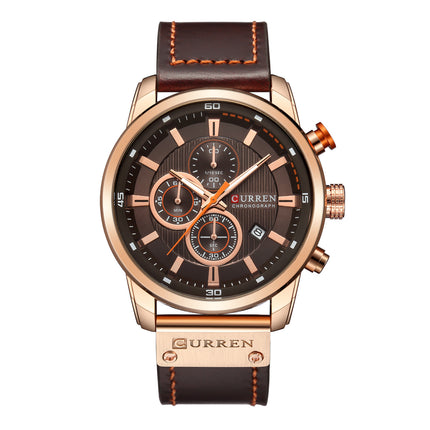 Men 's Wrist Watches Waterproof Analog Quartz Chronograph Watch for Men Fashion Sports Watch Leather Strap