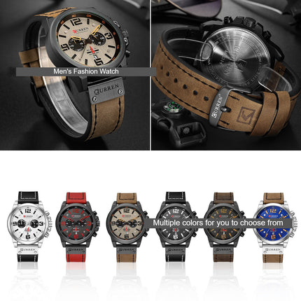 Men Watches,Mens Full Leather Strap Steel Quartz Watch Fashion Casual Mens Waterproof Motion Casual Watch