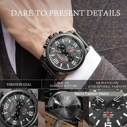 Men Watches,Mens Full Leather Strap Steel Quartz Watch Fashion Casual Mens Waterproof Motion Casual Watch