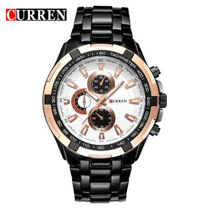 Men 's Watches Stainless Steel Chronograph Sleek Waterproof Quartz Fashion Watch for Men Business Casual Watch