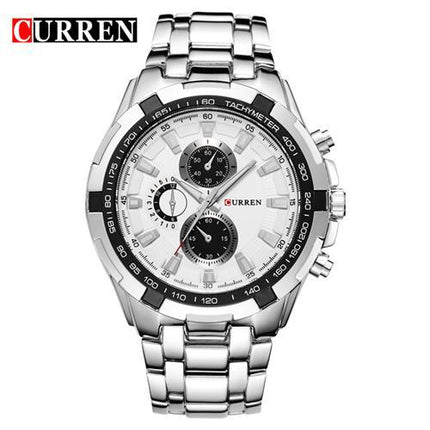 Men 's Watches Stainless Steel Chronograph Sleek Waterproof Quartz Fashion Watch for Men Business Casual Watch