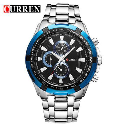 Men 's Watches Stainless Steel Chronograph Sleek Waterproof Quartz Fashion Watch for Men Business Casual Watch