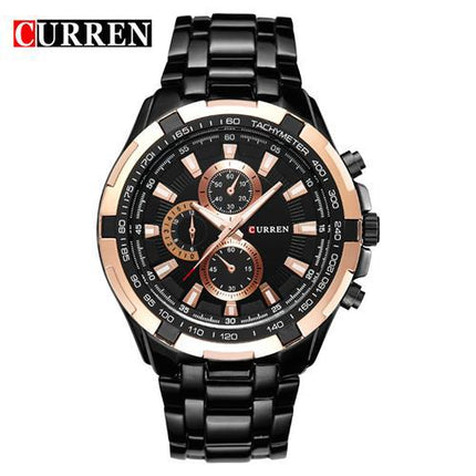 Men 's Watches Stainless Steel Chronograph Sleek Waterproof Quartz Fashion Watch for Men Business Casual Watch