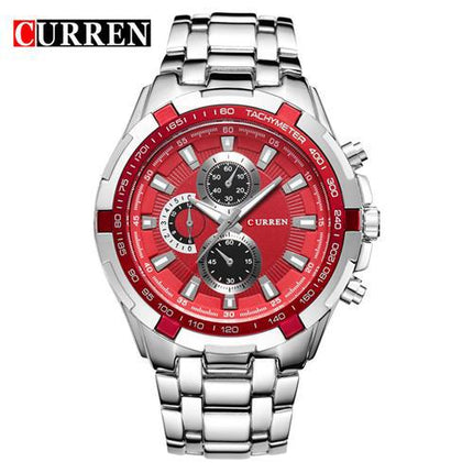 Men 's Watches Stainless Steel Chronograph Sleek Waterproof Quartz Fashion Watch for Men Business Casual Watch