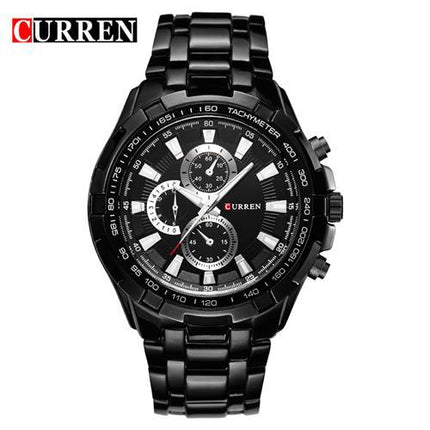 Men 's Watches Stainless Steel Chronograph Sleek Waterproof Quartz Fashion Watch for Men Business Casual Watch