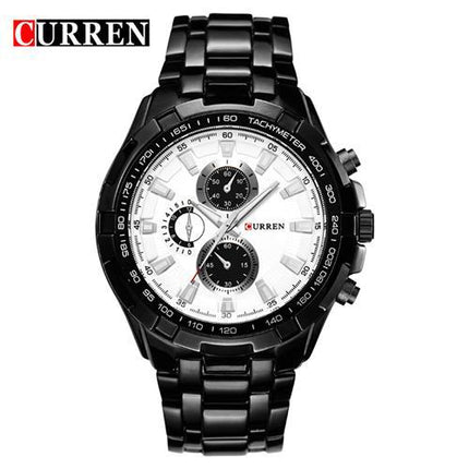 Men 's Watches Stainless Steel Chronograph Sleek Waterproof Quartz Fashion Watch for Men Business Casual Watch