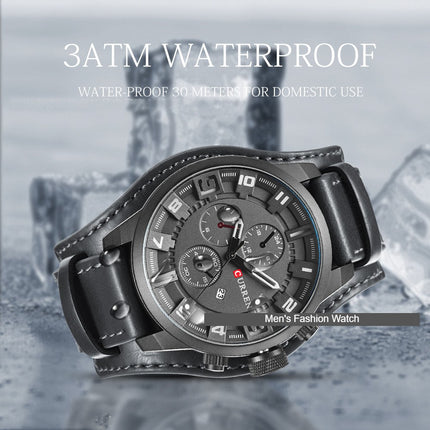 Men's Fashion Watch,Waterproof Chronograph Classic Men Watches Business Casual Leather Strap Dial Date