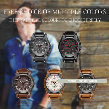 Men's Fashion Watch,Waterproof Chronograph Classic Men Watches Business Casual Leather Strap Dial Date