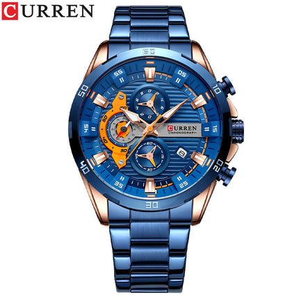 Men 's Fashion Watches Stainless Steel Waterproof Analog Quartz Fashion Business Chronograph Watch for Men