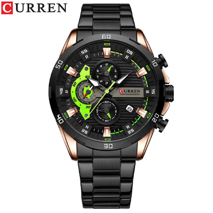 Men 's Fashion Watches Stainless Steel Waterproof Analog Quartz Fashion Business Chronograph Watch for Men