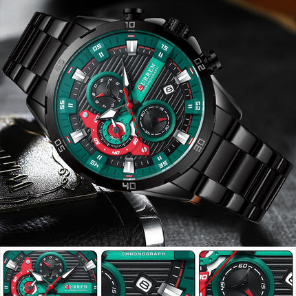 Men 's Fashion Watches Stainless Steel Waterproof Analog Quartz Fashion Business Chronograph Watch for Men