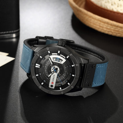 Men's Watches Sport Watch for Men Multifunction Chronograph Fashion Wristwatches Calendar With Leather Strap