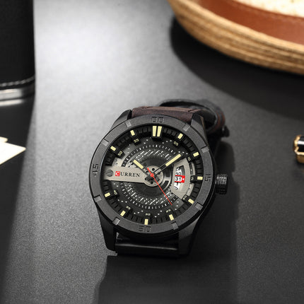 Men's Watches Sport Watch for Men Multifunction Chronograph Fashion Wristwatches Calendar With Leather Strap